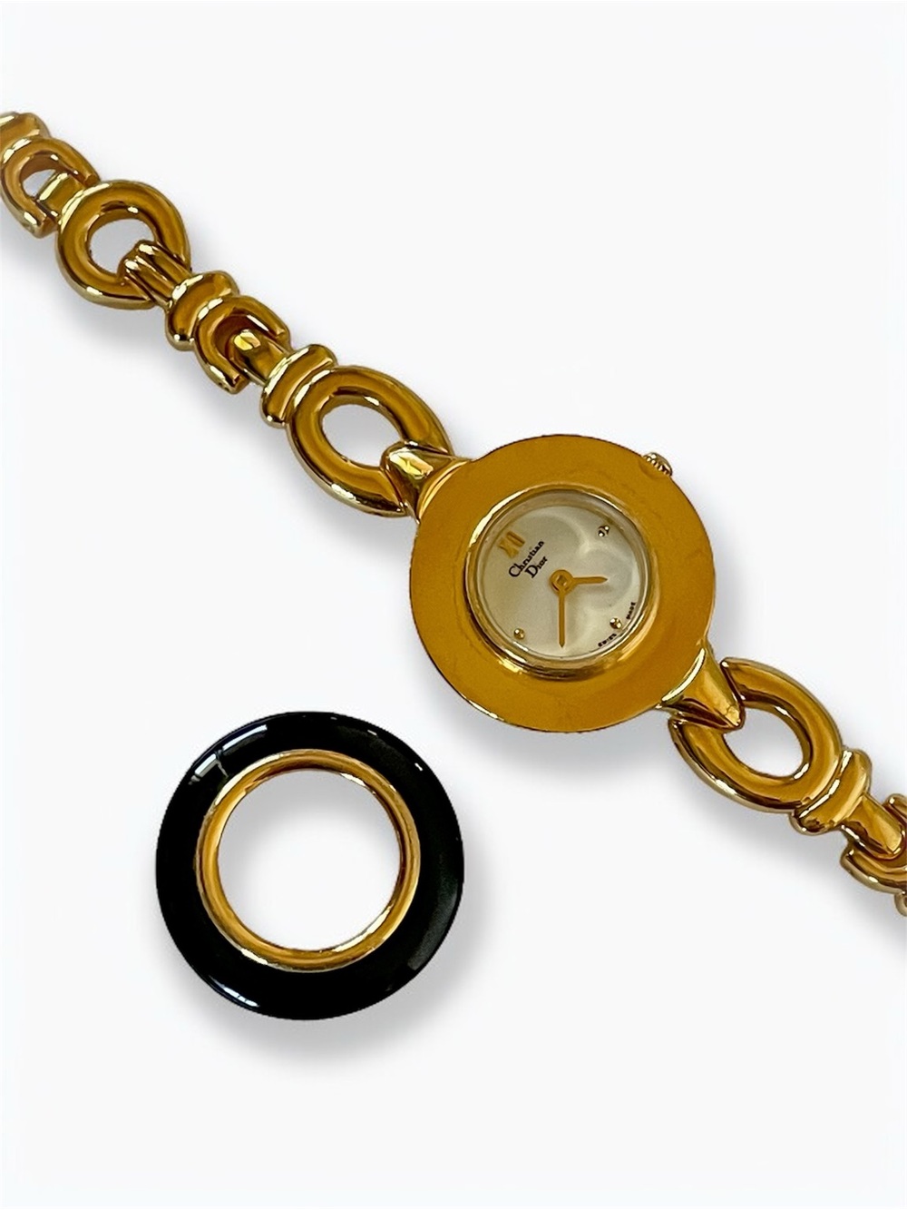 Christian Dior Gold With Black Change Bezel Link Bracelet Watch - Picture 4 of 16